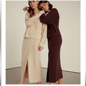 Free People Eyes On You sweater skirt set, beige, xs